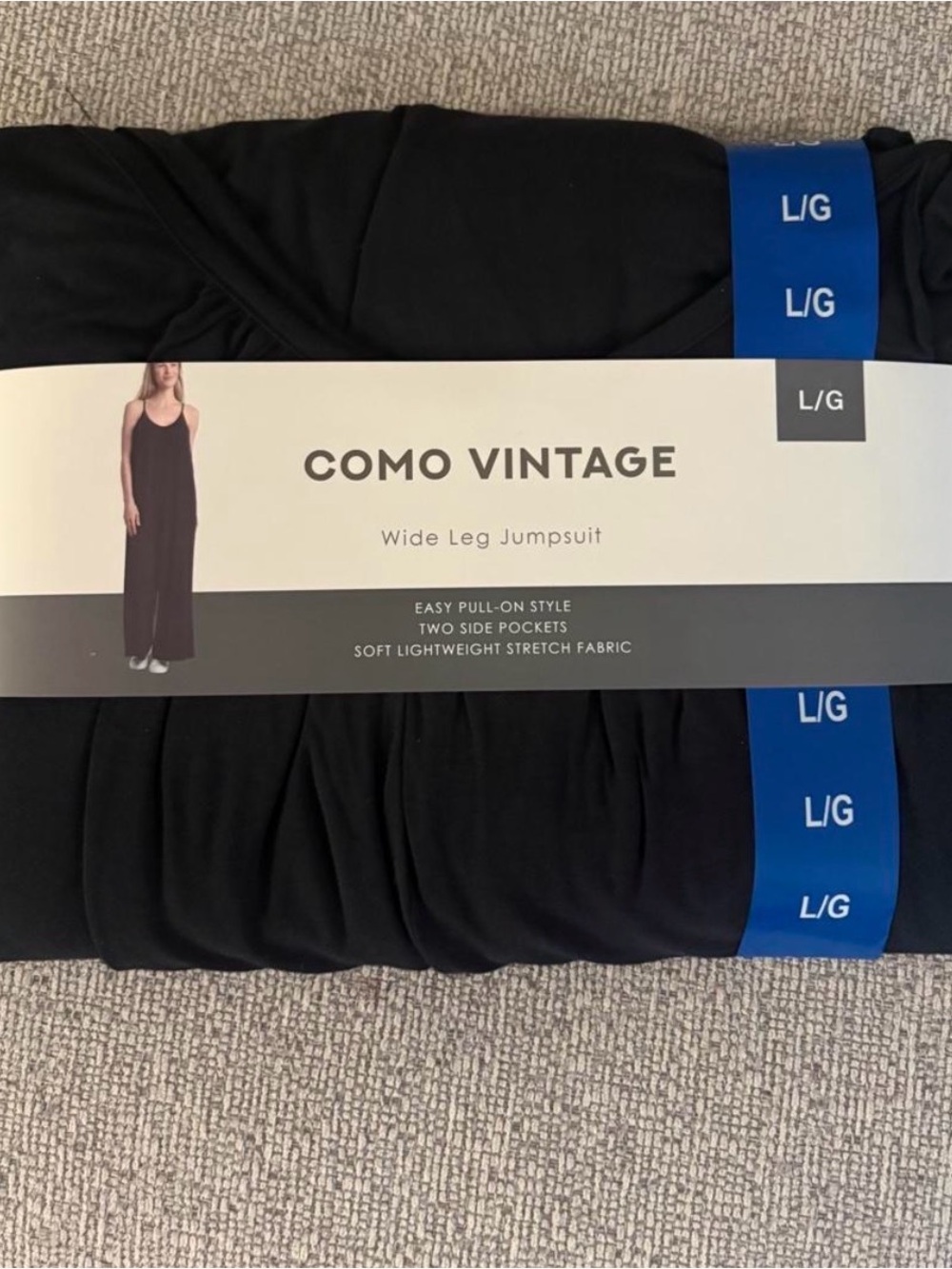 Como Vintage Black Wide Leg Jumpsuit - L/G